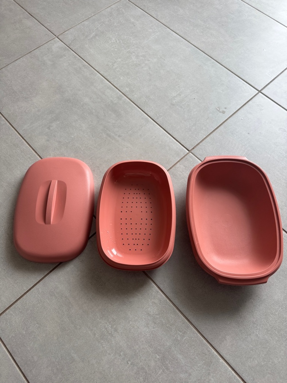 Tupperware Rose Pink Microwave Steamer Set